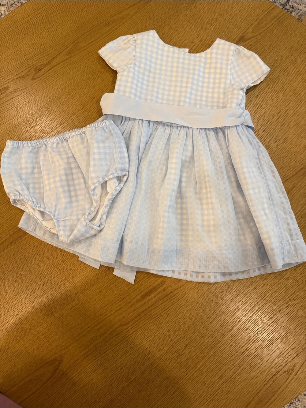 Ralph Lauren Light Blue Gingham Baby Dress with Bloomers